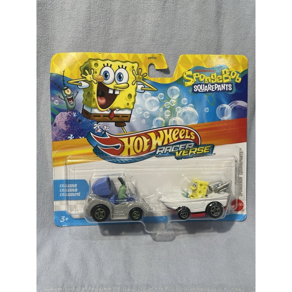 NEW Set of Mattel Hot Wheels Racer Verse SpongeBob SquarePants & Plankton